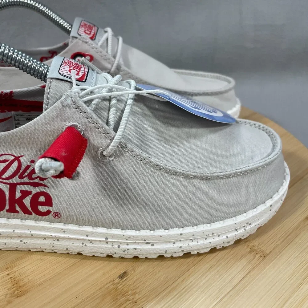 NWT Hey Dude Wendy Diet Coke Womens Size 6 Shoes Slip-on Loafers Grey/Red - Picture 3 of 16